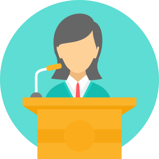 Icon of a person giving a presentation